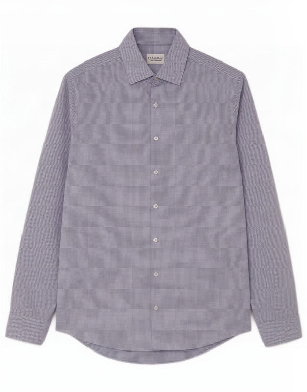 Calvin Klein Herre Slim Fit Skjorte Størrelse 39 15 1/2 Medium Blue Ternet Bomuld