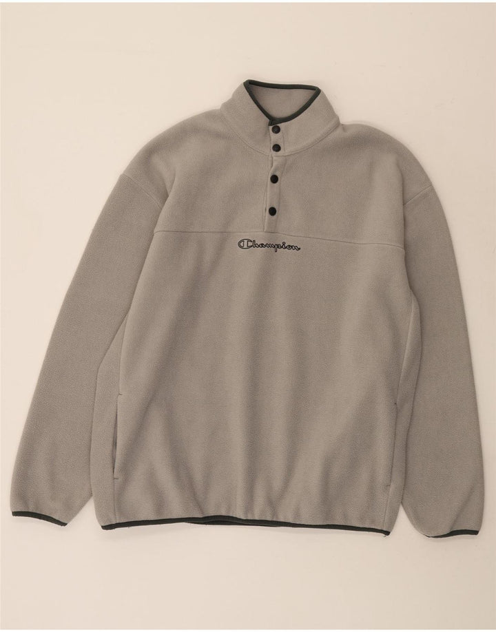 Champion Herre Button Neck Fleece Jumper Stor Grå Polyester