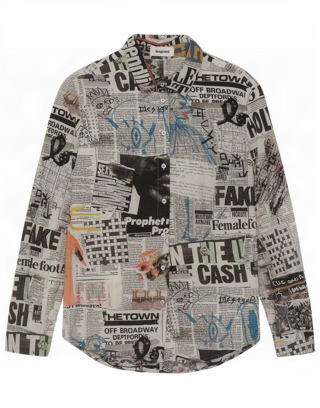 Desigual Dameavis grafisk skjorte UK 14 Medium Flerfarvet Bomuld