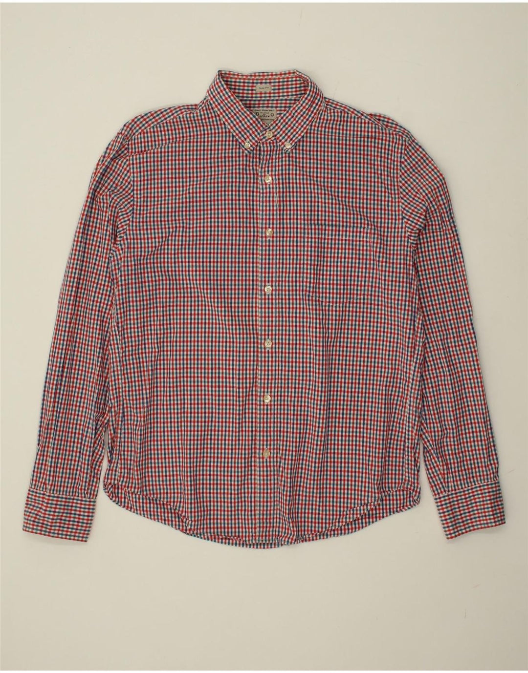 J. CREW Mens Slim Fit Shirt Large Red Check Cotton Vintage J. Crew and Second-Hand J. Crew from Messina Hembry 