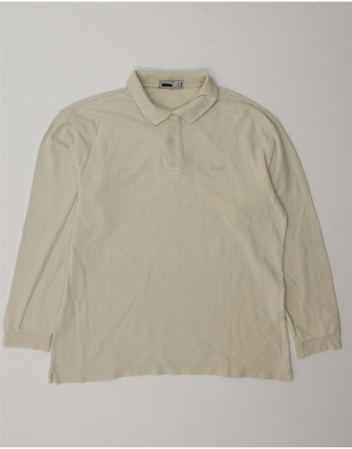 Fila Langærmet Polo Shirt til mænd IT 50 Medium Off White Bomuld
