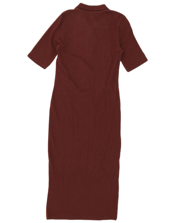 Zara Womens Maxi Polo Dress UK 14 Large Brown Cotton