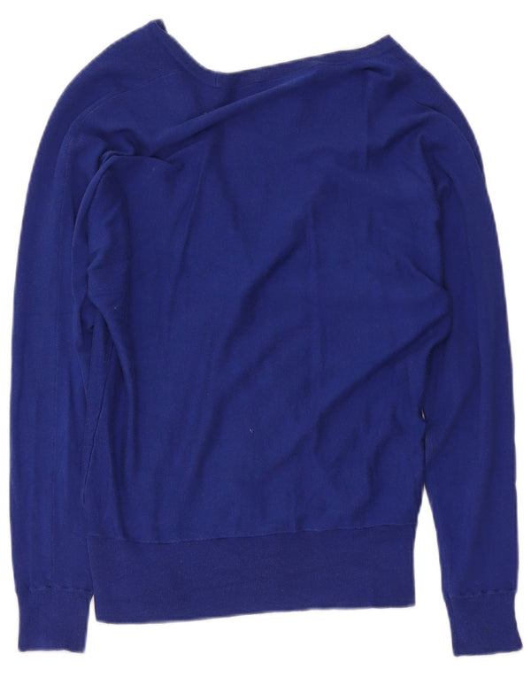 Ralph Lauren Dame Cardigan Sweater UK 12 Medium Blue Silke