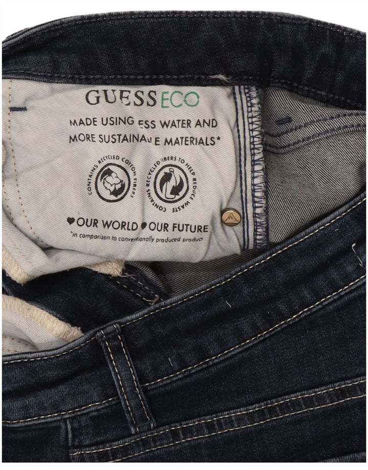 GUESS Dame Eco Straight Jeans W28 L27 Marineblå Bomuld