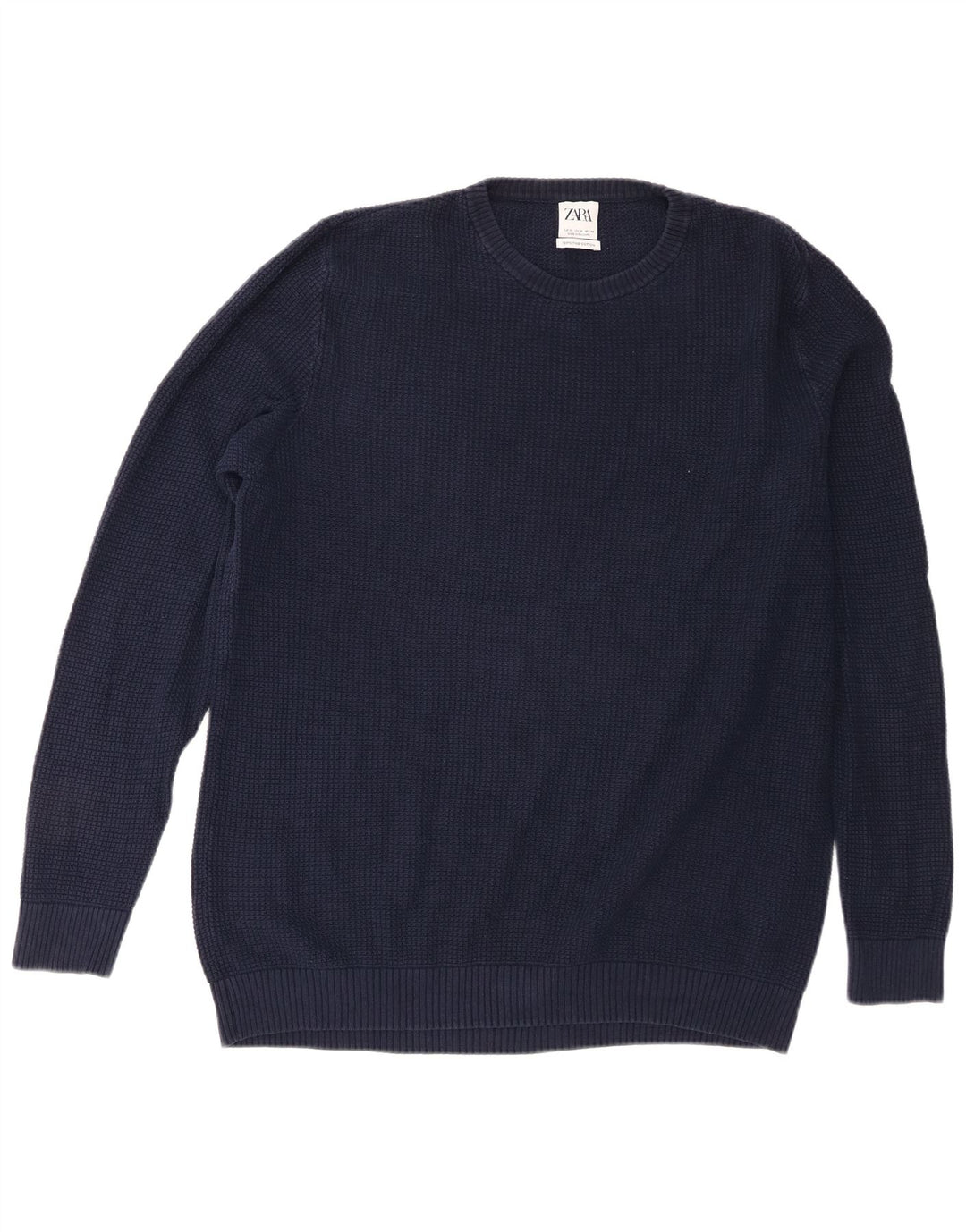 Zara Herre sweater med rund hals XL marineblå
