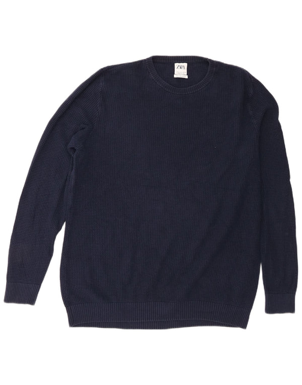 Zara Herre sweater med rund hals XL marineblå
