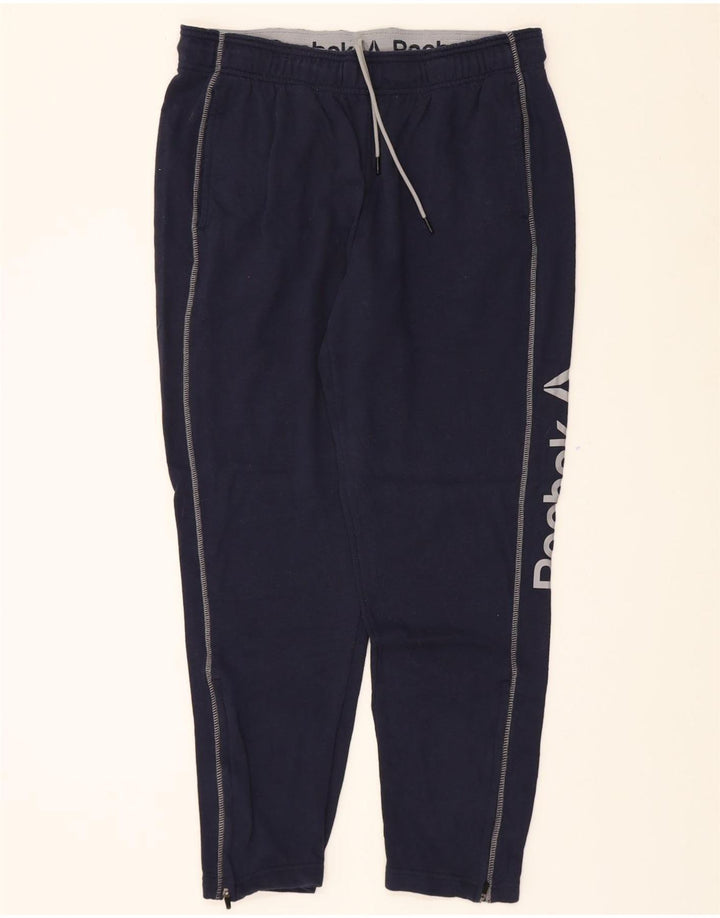 REEBOK Mens Graphic Tracksuit Trousers Large Navy Blue Cotton Vintage Reebok and Second-Hand Reebok from Messina Hembry 