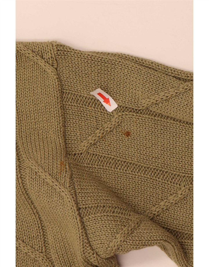 Vintage dame cardigan sweater UK 14 Medium Khaki Bomuld