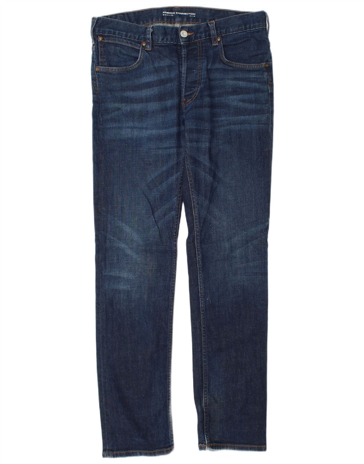 French Connection Slim Jeans til mænd W30 L33 Marineblå Bomuld