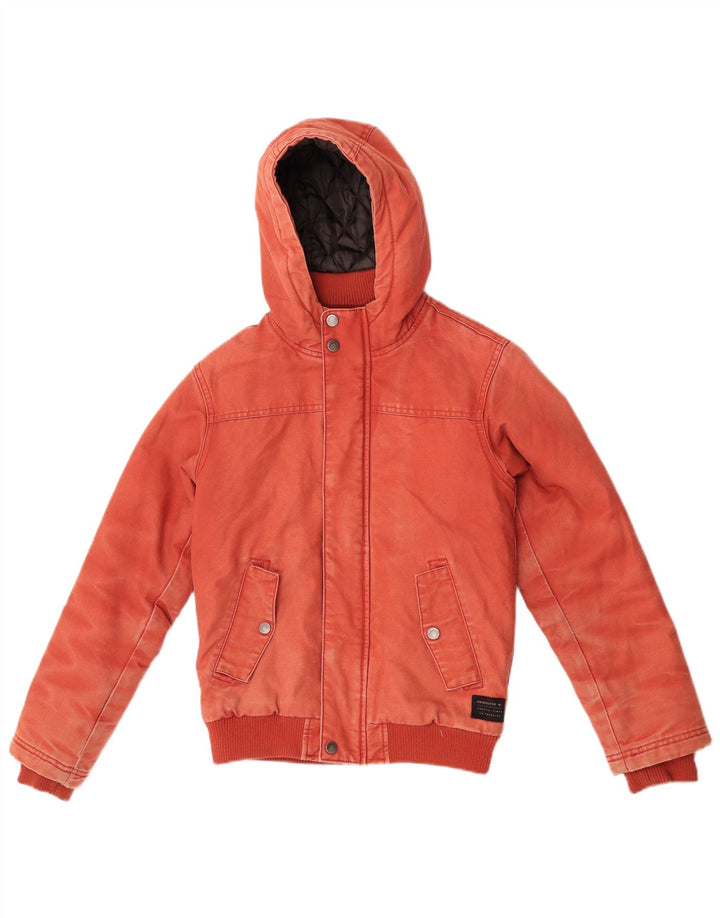 Quiksilver Dame Hooded Bomber Jacket UK 12 Medium Red Bomuld