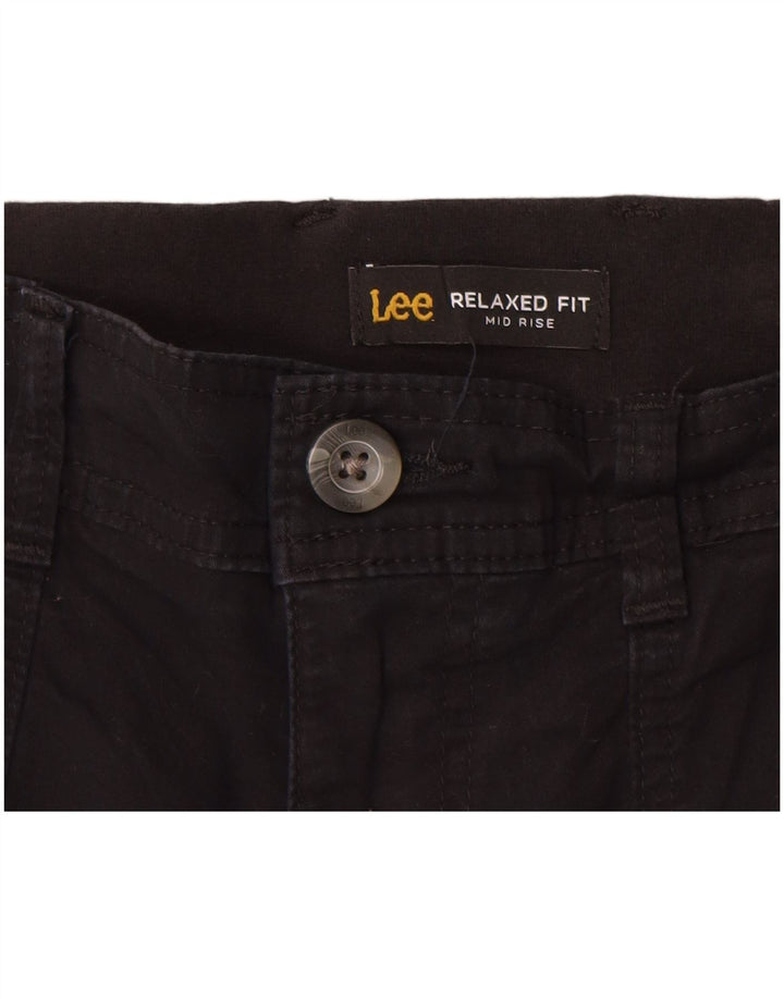 Lee Womens Mid Rise Relaxed Fit Cargo Shorts US 8 Medium W30 Black Bomuld