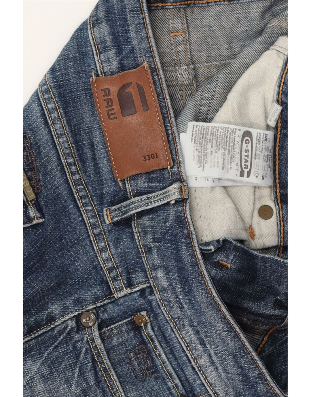 G-Star Dame 3301 Straight Jeans med lav talje W29 L32 Blå Bomuld