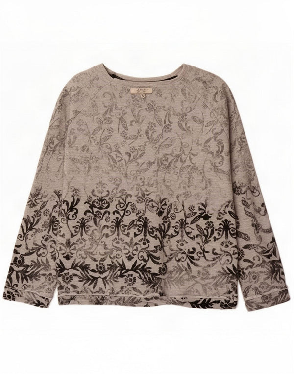 Zara Dame Trafaluc Sweatshirt Jumper UK 14 Medium Grey Floral Cotton
