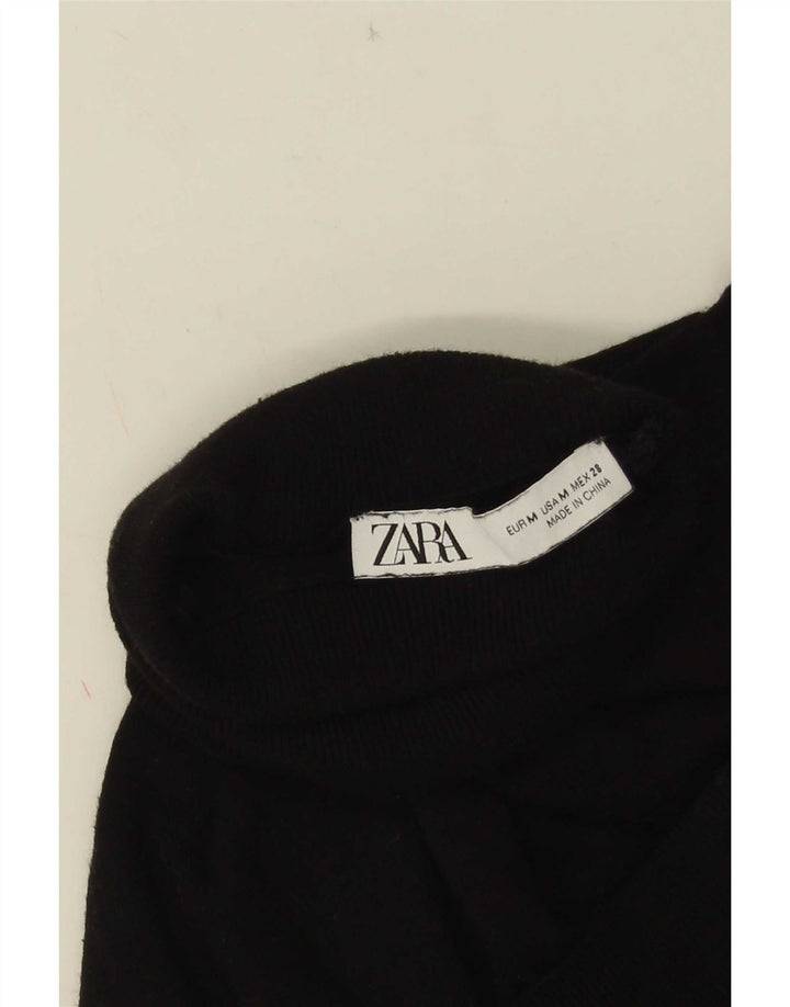 Zara Dame 3/4 ærmer rullehals sweater UK 12 Medium Sort