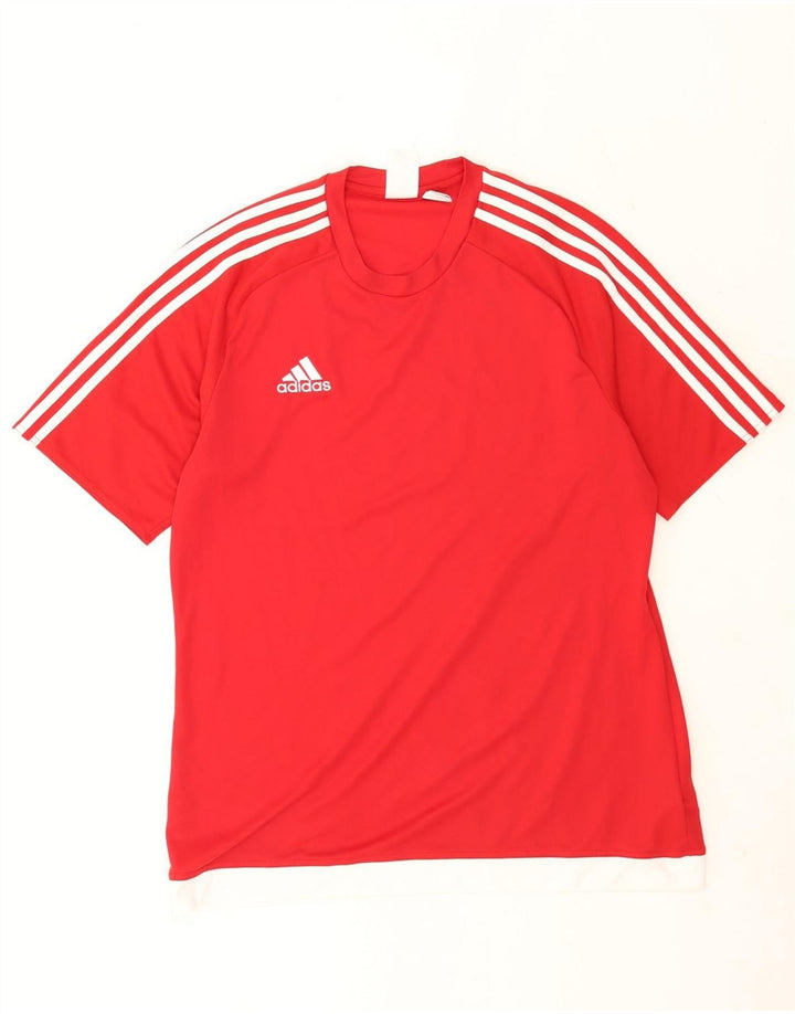 Adidas Herre Climalite Grafisk T-Shirt Top Stor Rød Polyester