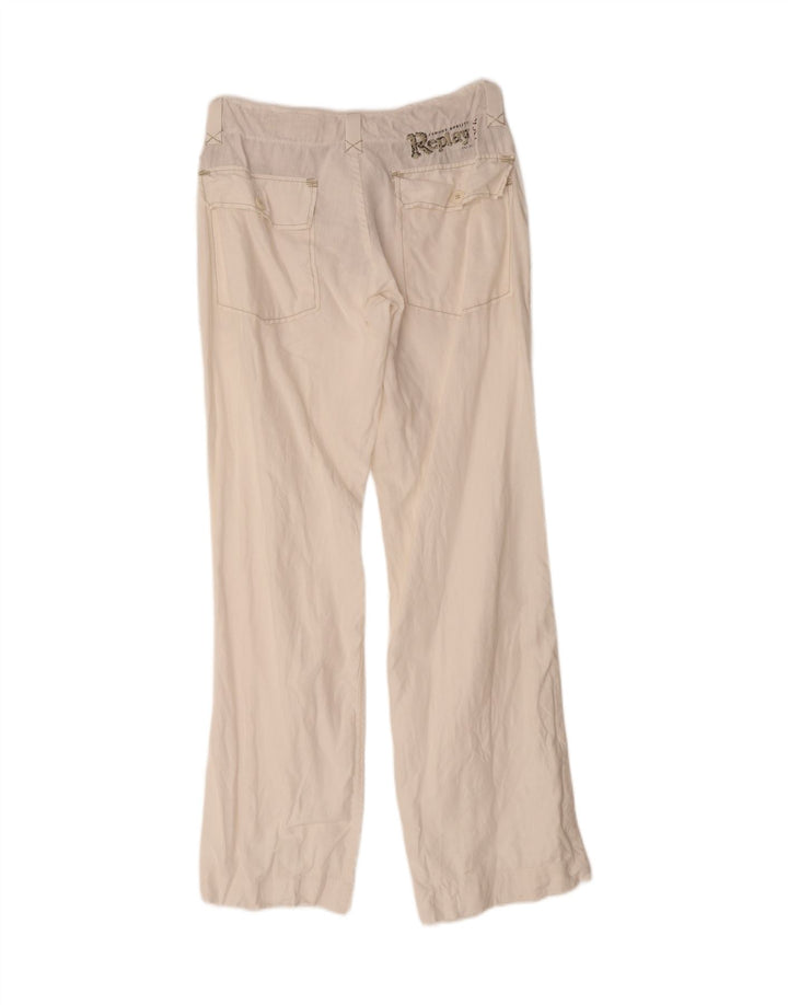 REPLAY Womens Graphic Straight Chino Trousers W30 L33 White Vintage Replay and Second-Hand Replay from Messina Hembry 