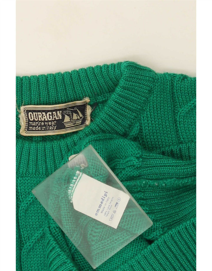 Ouragan Herre Crew Neck Jumper Sweater Small Green New Wool