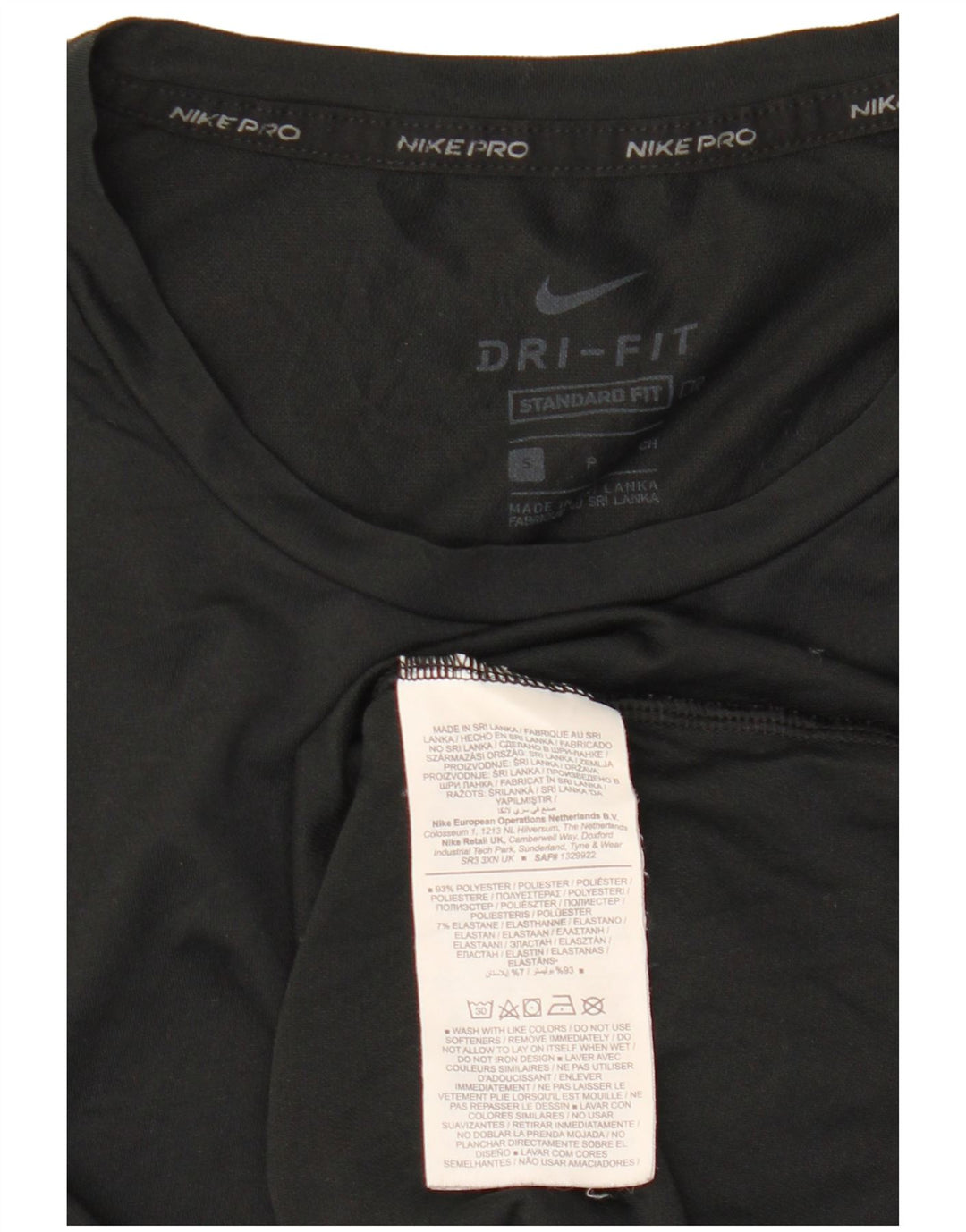 NIKE Herre Dri Fit Standard Fit T-shirt Top Lille sort polyester