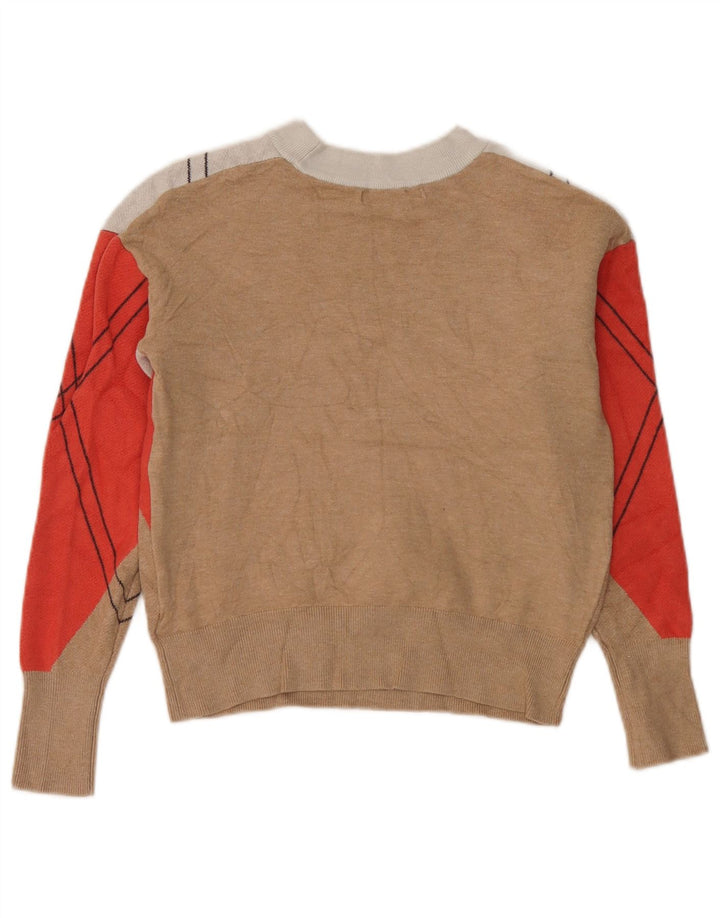 Marks & Spencer Dame Crop Crew Neck Jumper Sweater UK 10 Small Multicolou