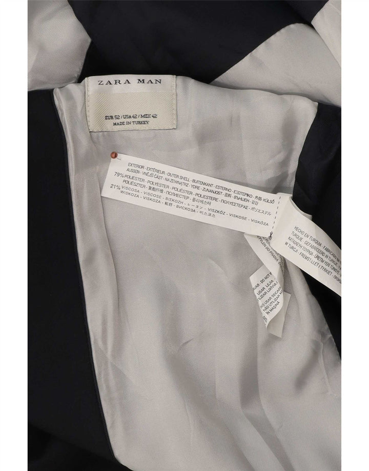 Zara Herre 2-knaps blazerjakke EU 52 Stor marineblå polyester