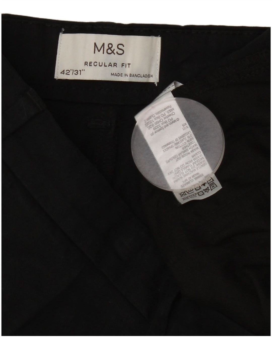 Marks & Spencer Herre Regular Fit Chinobukser W42 L31 Sort bomuld