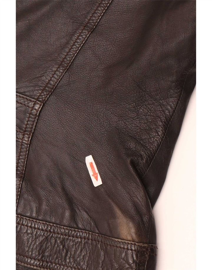 Street One Dame Hætte Læderjakke UK 14 Medium Brun Læder