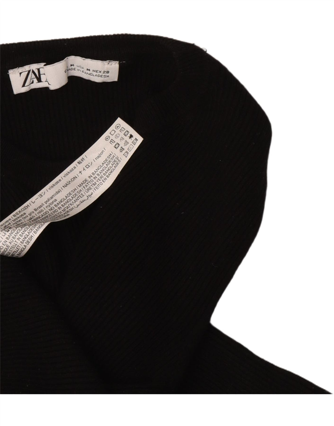 Zara Dame Top Langærmet UK 12 Medium Sort Viscose