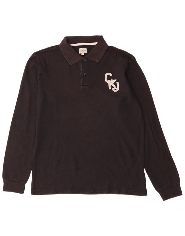 Calvin Klein Jeans Langærmet herre poloshirt Medium Sort bomuld