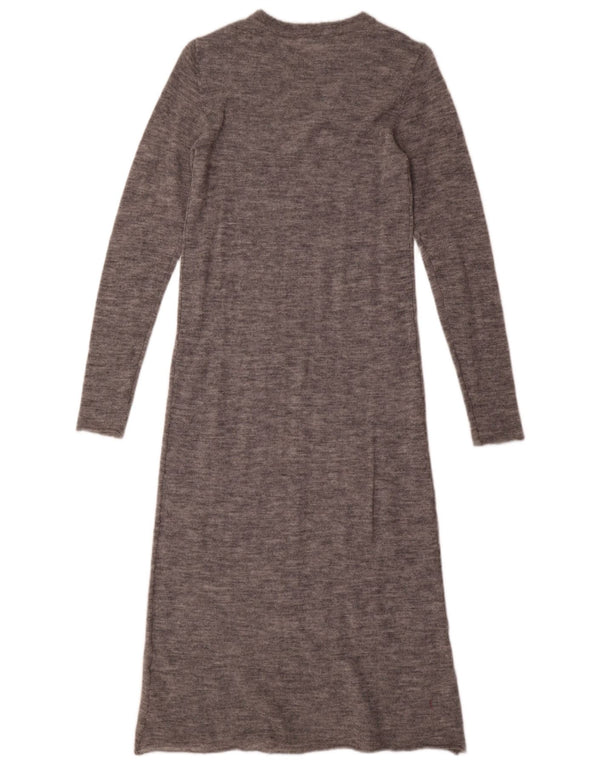 Zara Womens Long Sleeve Jumper Dress UK 10 Small Grey Flecked Nylon