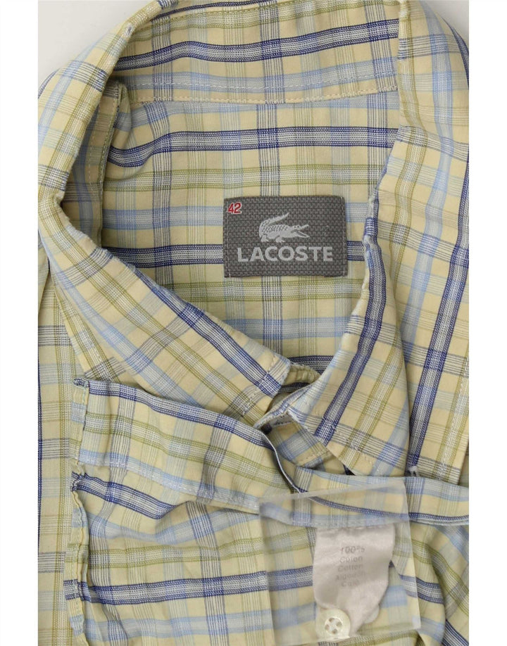 Lacoste Kortærmet Herreskjorte Størrelse 42 Stor Grøn Ternet Bomuld