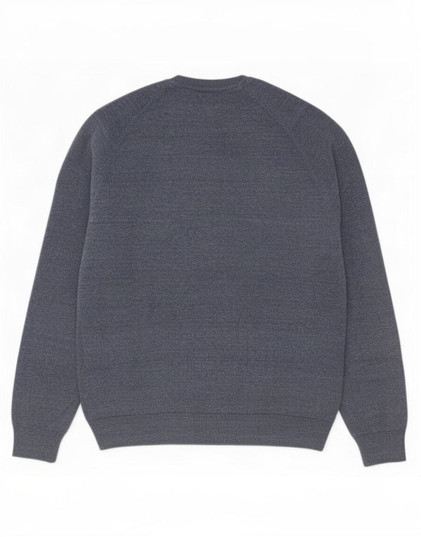 Superdry Sweater med rund hals til mænd, stor, blå flækket bomuld