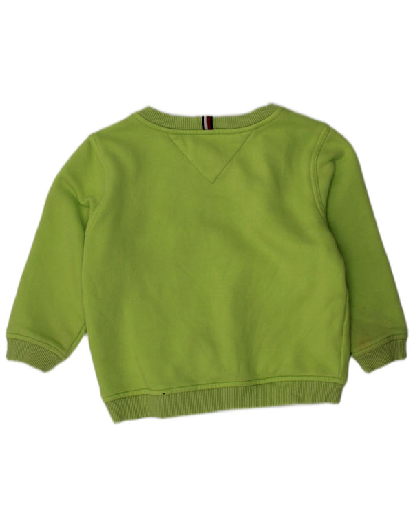 TOMMY HILFIGER Girls Graphic Sweatshirt Jumper 2-3 Years 2XS Green Cotton