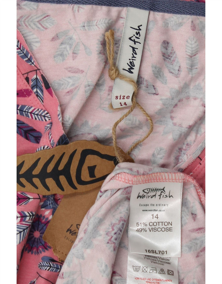 Weird Fish Damevest Top UK 14 Medium Pink Blomsterbomuld