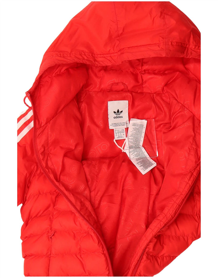 ADIDAS Womens Hooded Padded Jacket UK 6 XS Red Polyester
