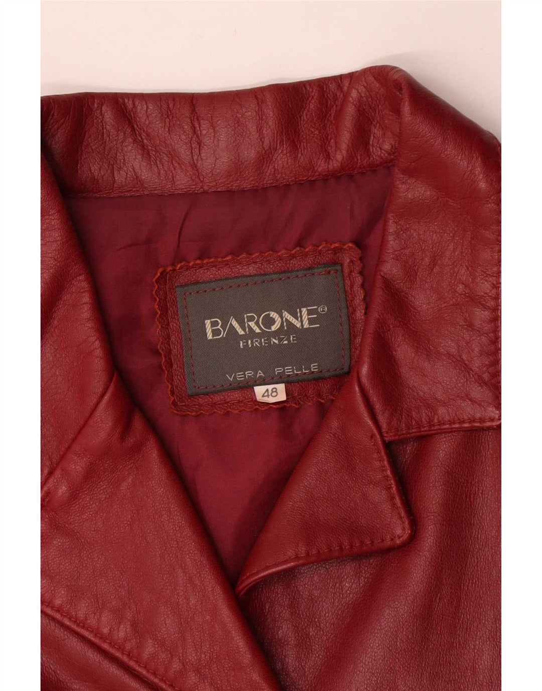 Barone Dame 4-knaps læder blazerjakke IT 48 XL Rødt læder