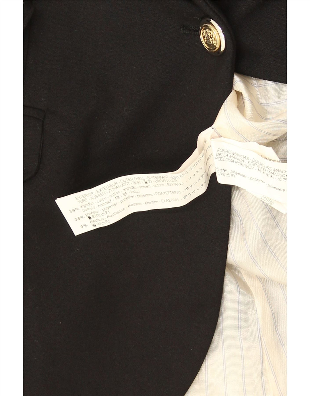 ZARA Dame 1 Knap Blazer Jakke UK 12 Medium Sort Bomuld