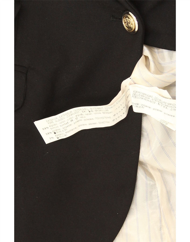 ZARA Dame 1 Knap Blazer Jakke UK 12 Medium Sort Bomuld