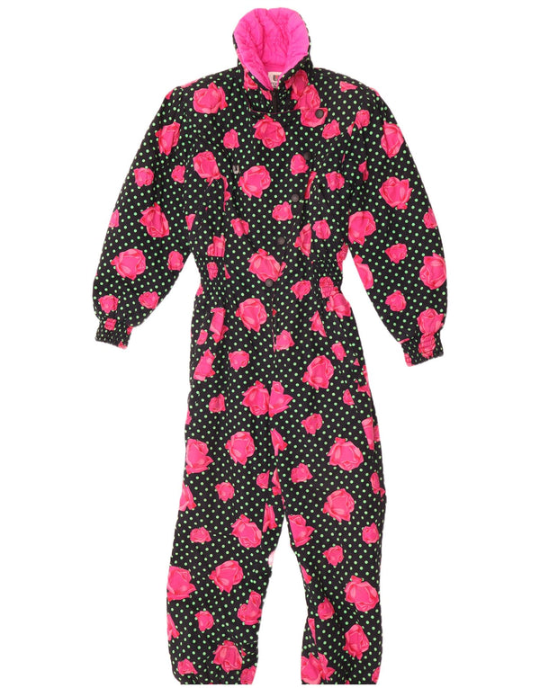 Ungaro Dame Ski Jumpsuit IT 44 Medium Black Floral Bomuld