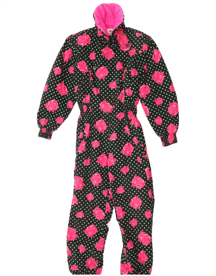 Ungaro Dame Ski Jumpsuit IT 44 Medium Black Floral Bomuld