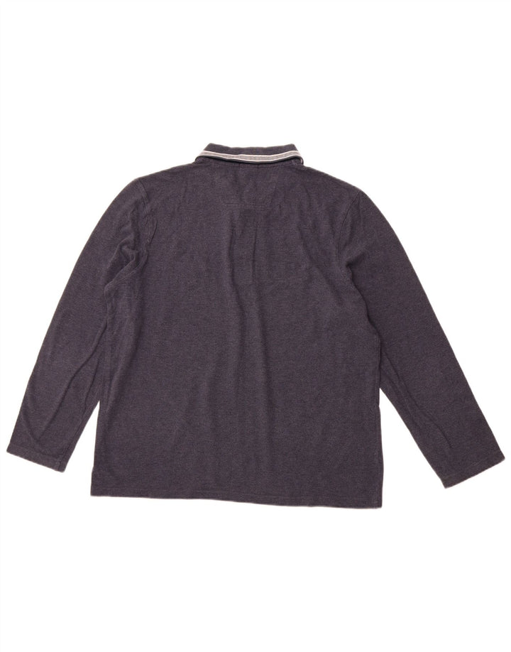 HUGO BOSS Herre Regular Fit langærmet poloshirt XL marineblå bomuld