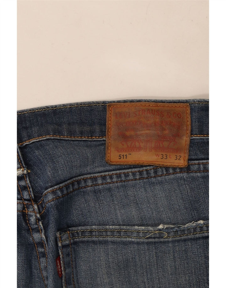 Levi's Herre 511 Distressed Slim Jeans W33 L32 Blå