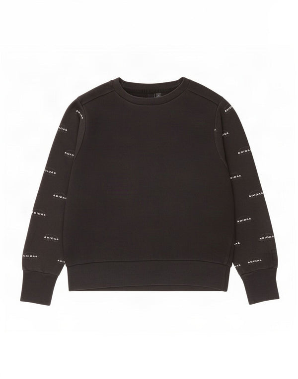 Adidas Womens Graphic Oversized Sweatshirt Jumper UK 10 Small Black Bomuld