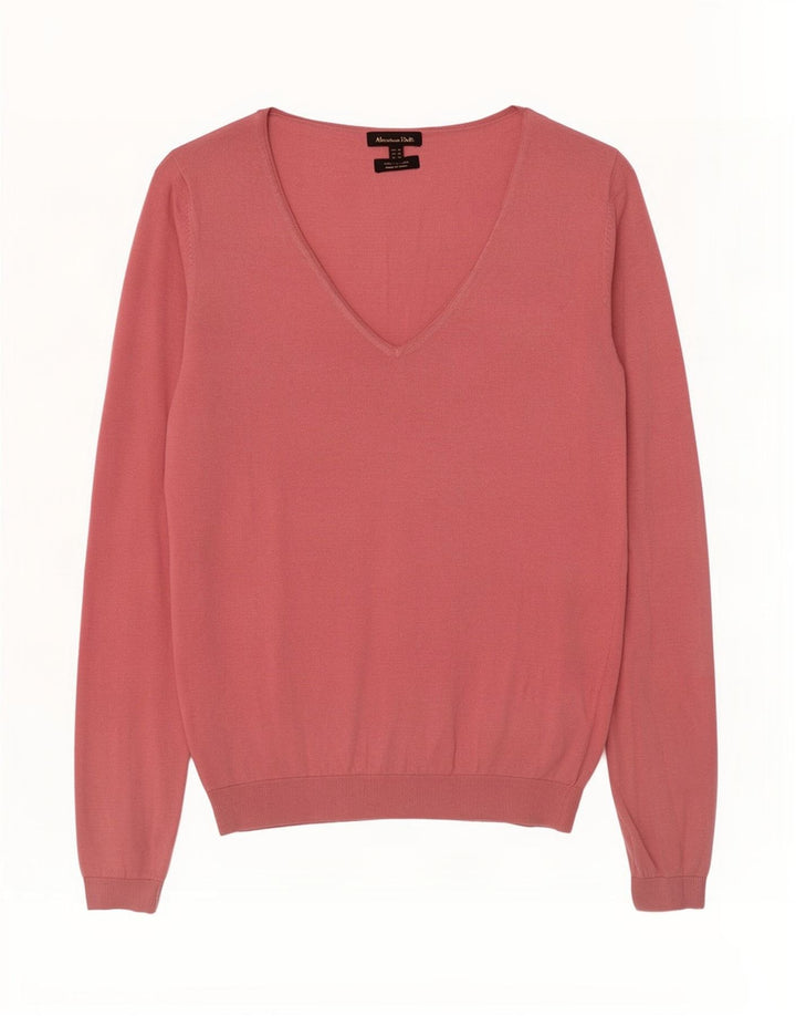 Massimo Dutti Dame V-hals sweater UK 12 Medium Pink Silke