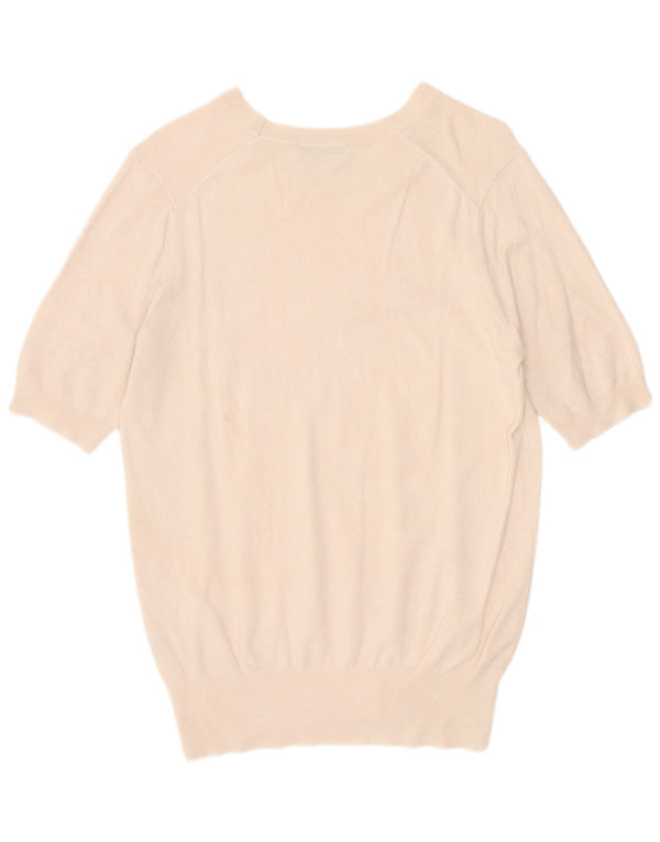 Zara Dame Kortærmet Boat Neck Jumper Sweater UK 14 Large Off White