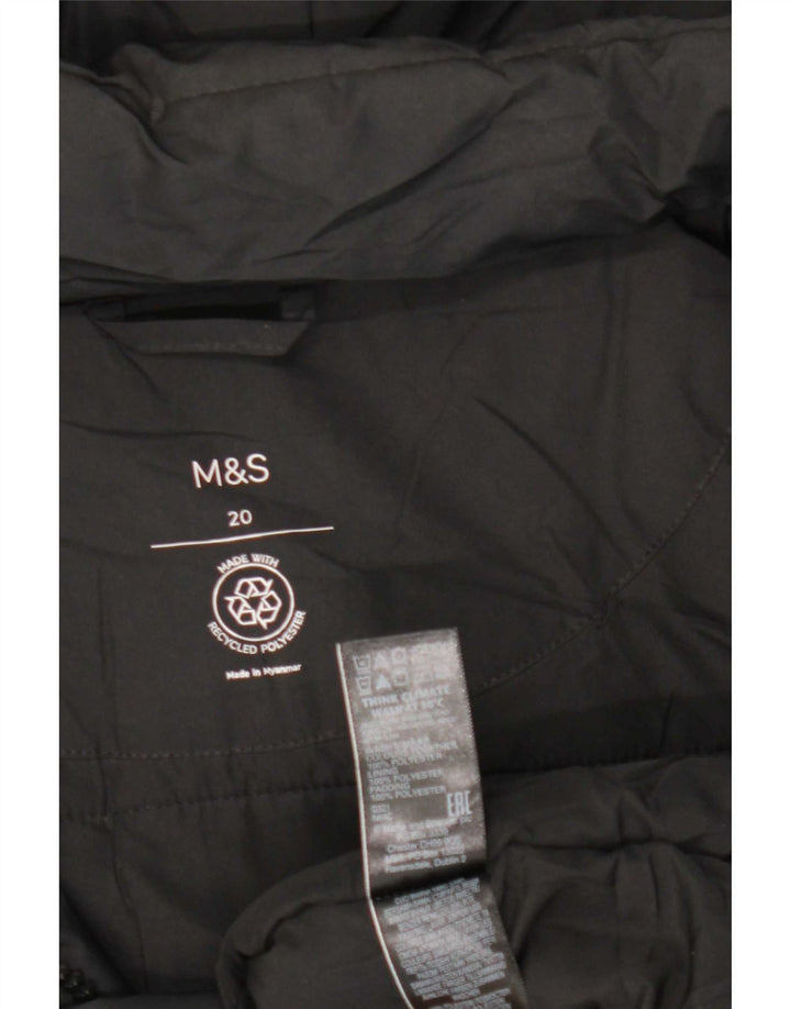 Marks & Spencer Polstret hættejakke til kvinder UK 20 2XL Sort Polyester