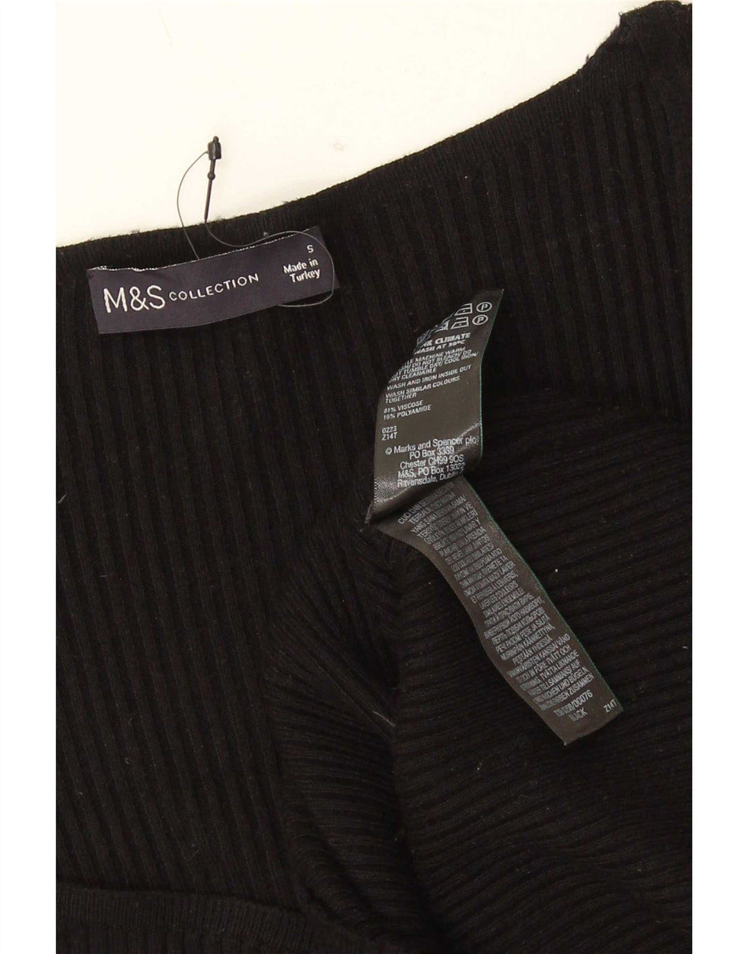 Marks & Spencer Dametop Langærmet UK 8 Small Black Viscose