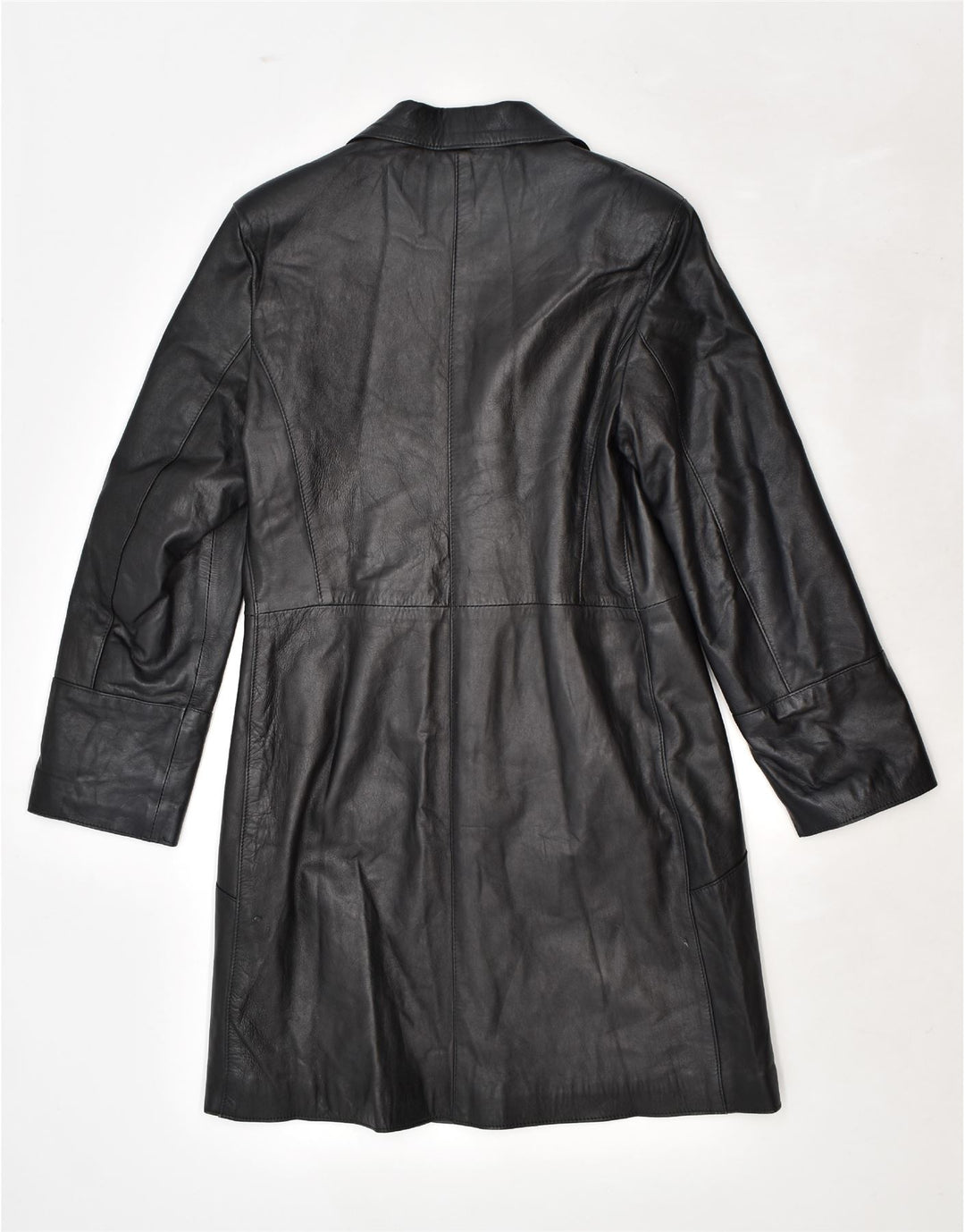 VINTAGE Læderfrakke til kvinder IT 48 XL Sort Læder
