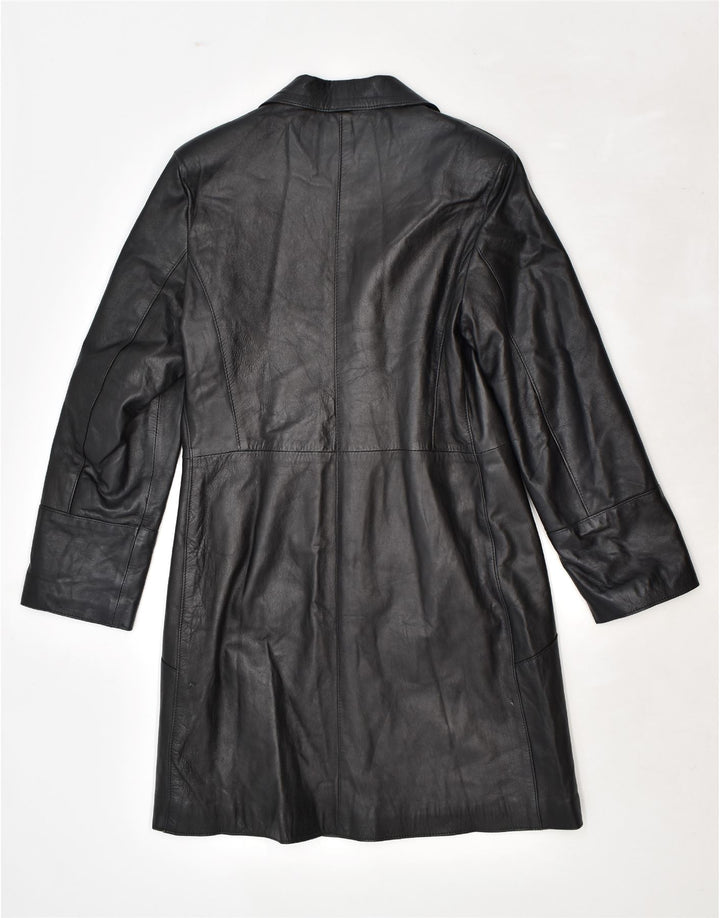 VINTAGE Læderfrakke til kvinder IT 48 XL Sort Læder
