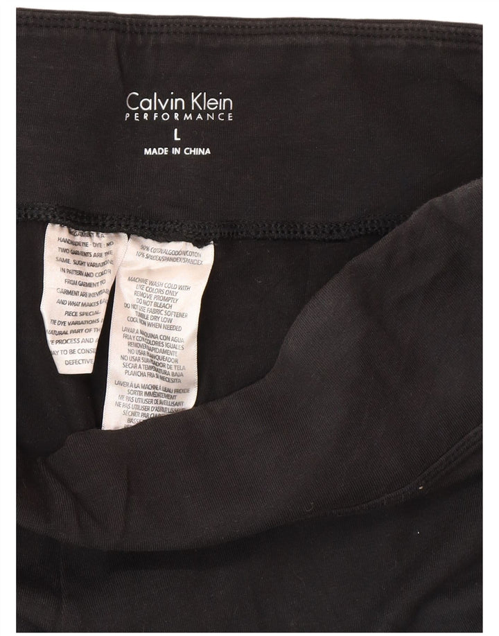 Calvin Klein Dame Capri Leggings UK 14 Large Black Tie Dye Bomuld