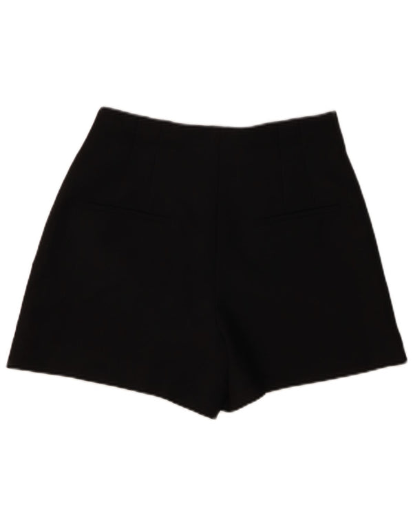 Zara Womens High Waist Pegged Chino Shorts UK 12 Medium W28 Black